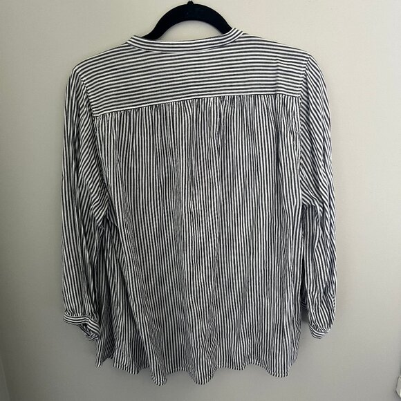 Striped Button Down Blouse, Size Medium - Picture 2 of 5